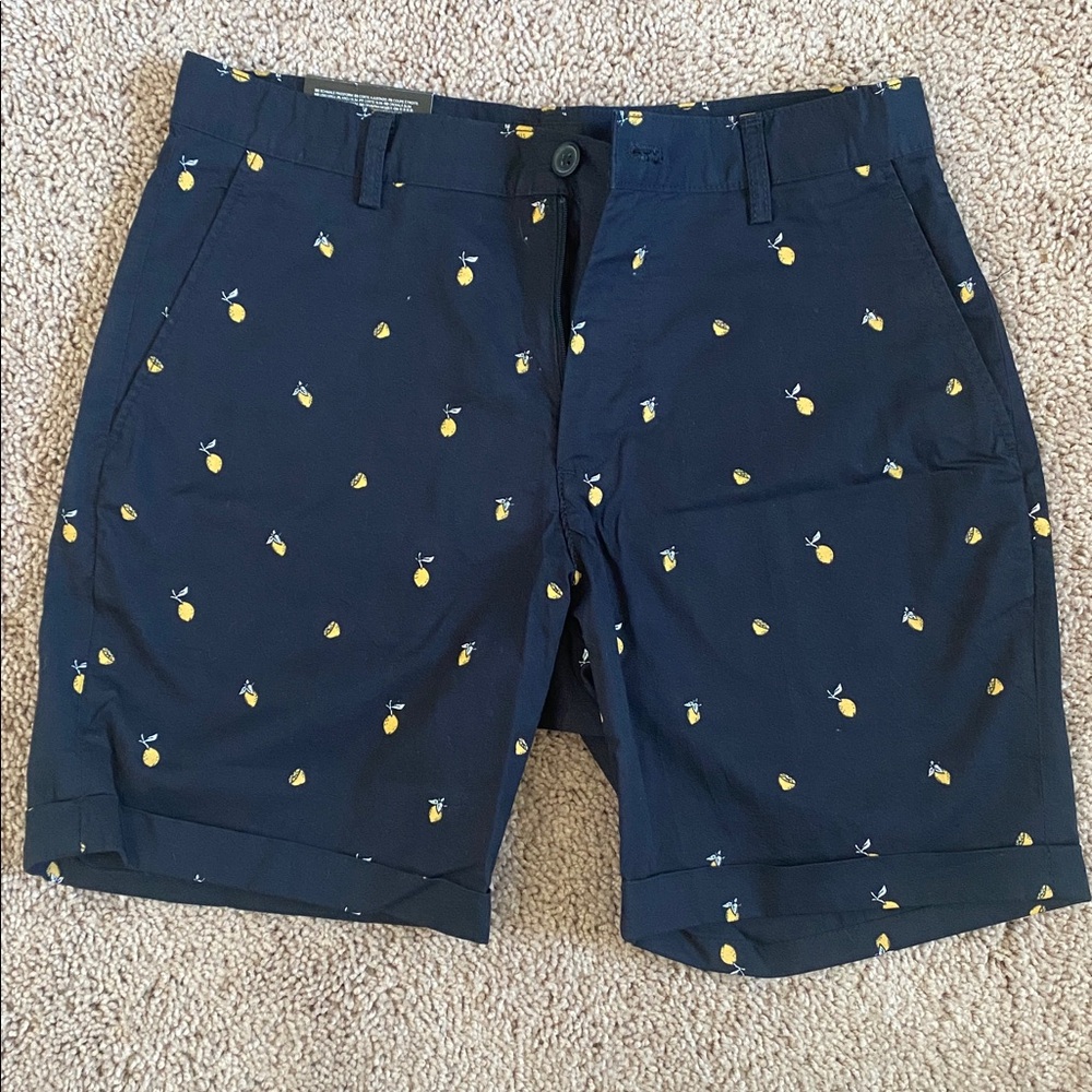 H&M Dark Blue Shorts with Yellow Accents
